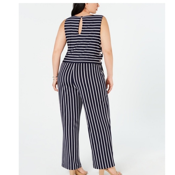 NY Collection Striped Side-Lace-Up Jumpsuit - Picture 3 of 3